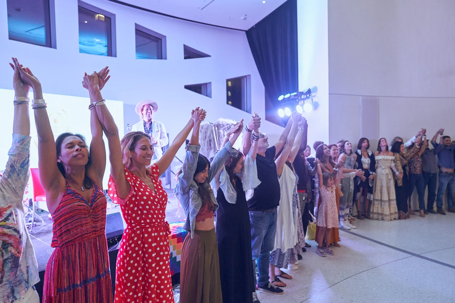 Leading a meditation from the stage