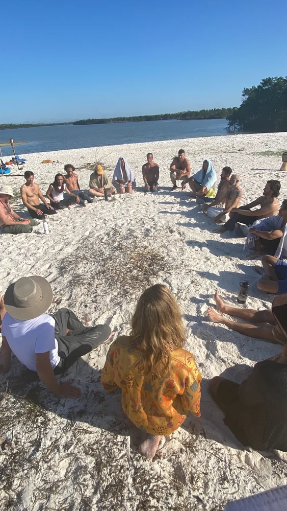 A circle on the sand at a retreat