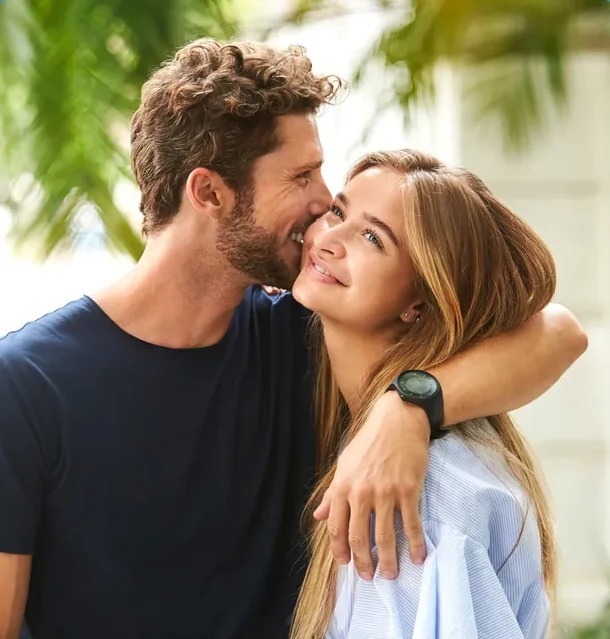 A couple close and connected