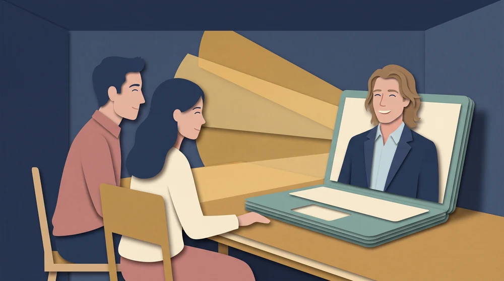 A couple on a video call with Jeff